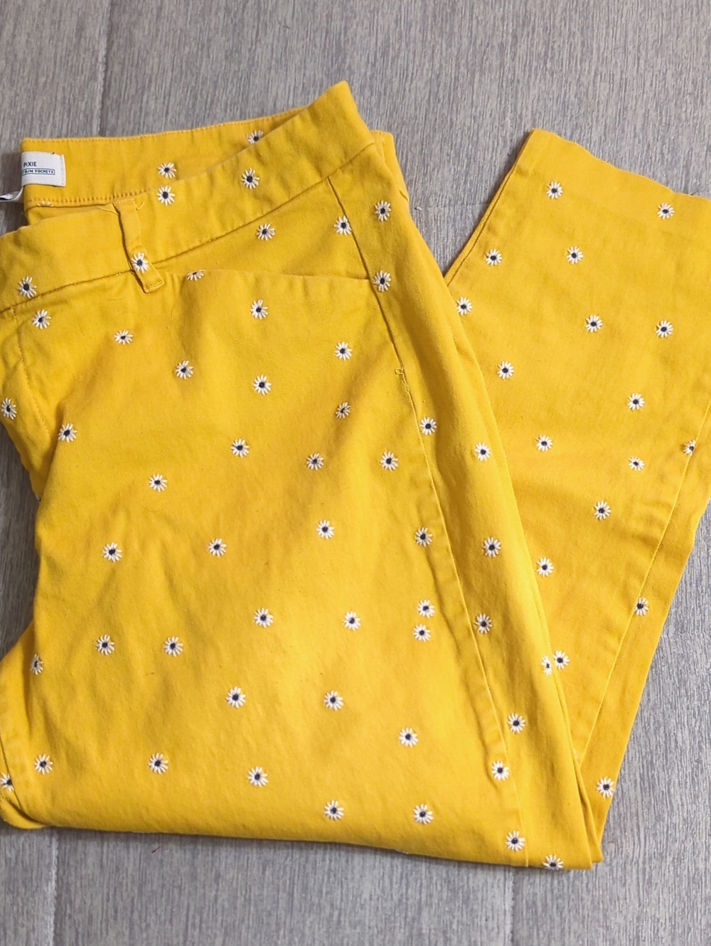 Old Navy Yellow Pants with Daisy Embroidery